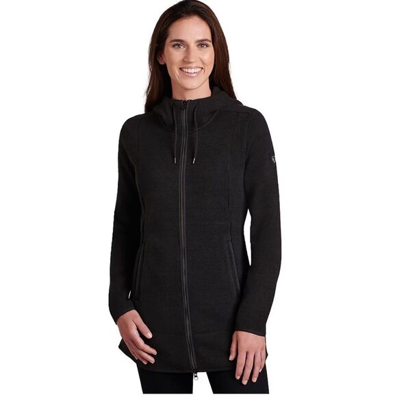 KUHL Coat Womens Black Ascendyr Long Fleece Jacket winter size medium - Picture 1 of 8